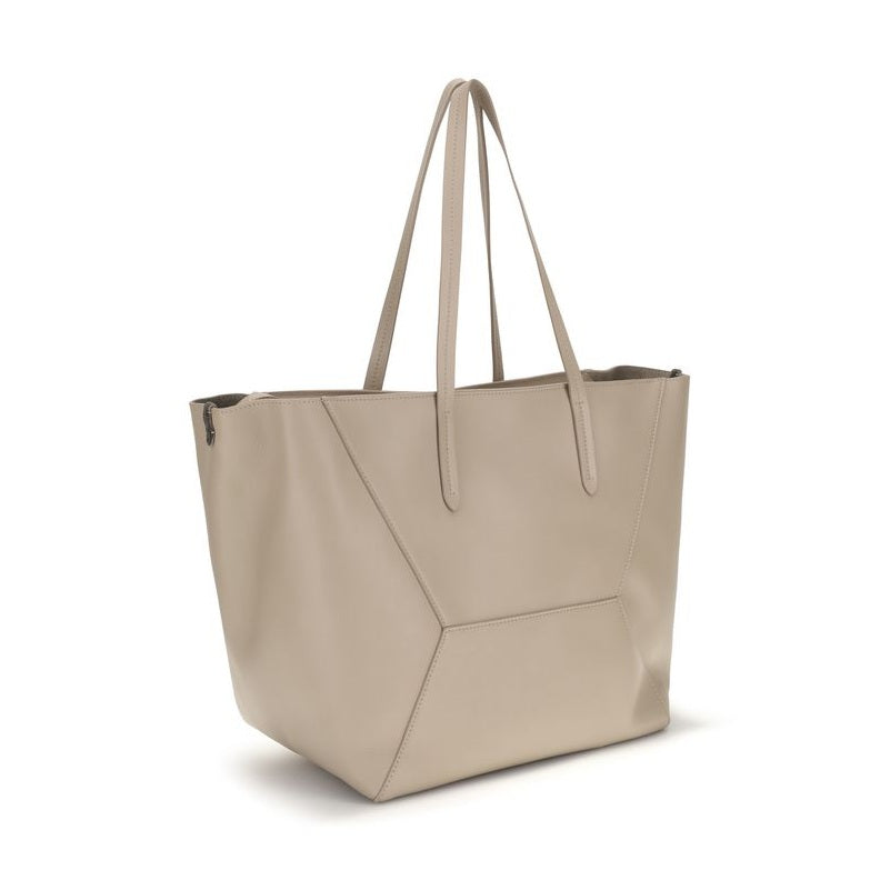 Brunello Cucinelli Beige Calf Leather Bos Taurus Shoulder Bag