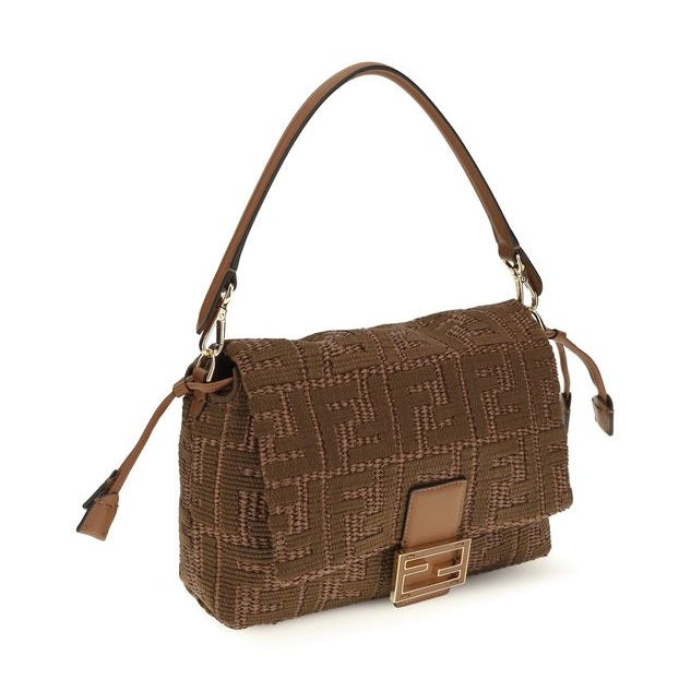 Fendi Brown Raffia Shoulder Bag