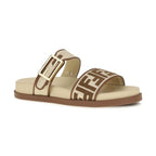 Fendi Brown Raffia Flat Sandals