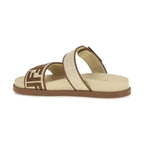 Fendi Brown Raffia Flat Sandals