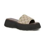 Gucci Beige Fabric Platform Sandals