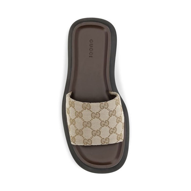 Gucci Beige Fabric Platform Sandals