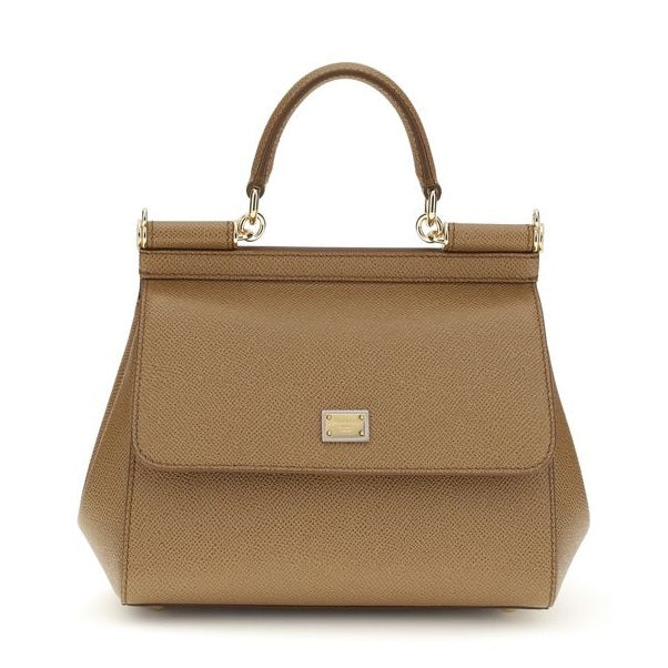 Dolce & Gabbana Beige Calf Leather Bos Taurus Shoulder Bag