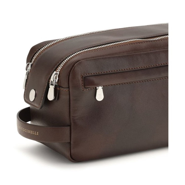 Brunello Cucinelli Brown Calf Leather Bos Taurus Wallet