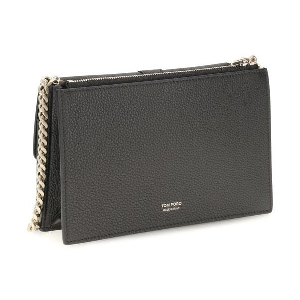 Tom Ford Black Calf Leather Bos Taurus Shoulder Bag