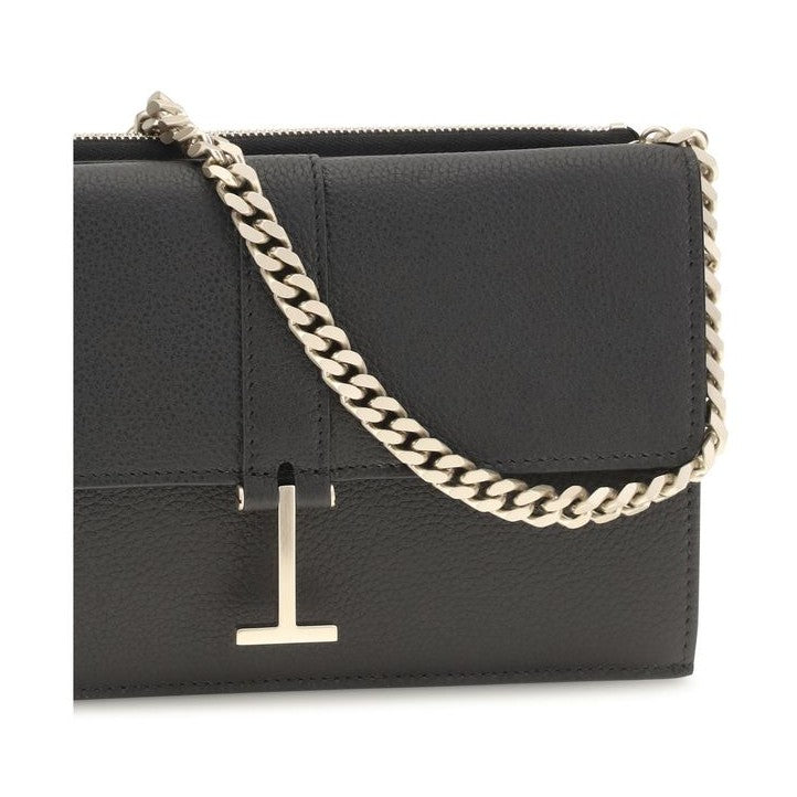Tom Ford Black Calf Leather Bos Taurus Shoulder Bag