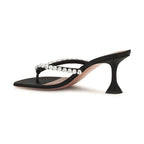 Amina Muaddi Black Silk Stiletto Heel Sandals
