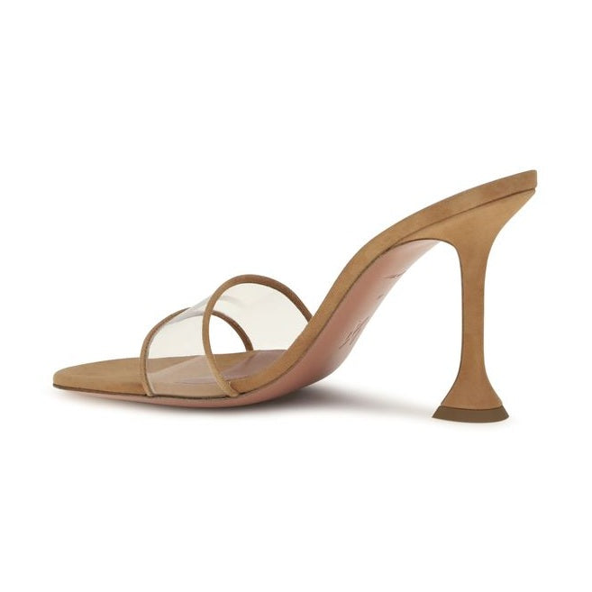 Amina Muaddi Beige Calf Leather Bos Taurus Platform Sandals