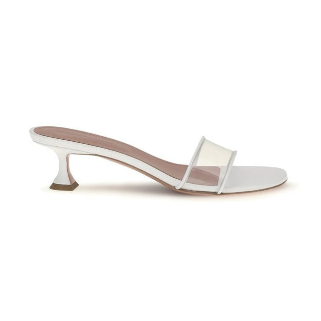 Amina Muaddi White Calf Leather Bos Taurus Sandals