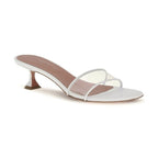 Amina Muaddi White Calf Leather Bos Taurus Sandals