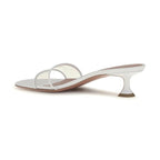 Amina Muaddi White Calf Leather Bos Taurus Sandals
