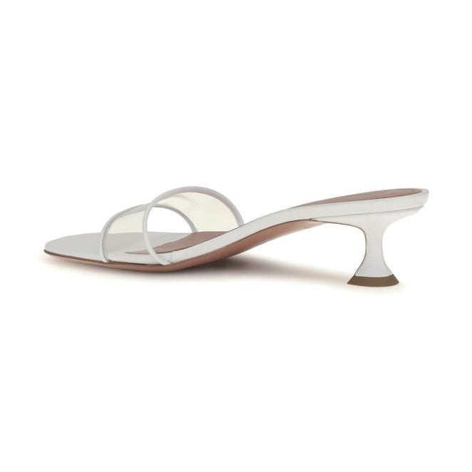 Amina Muaddi White Calf Leather Bos Taurus Sandals