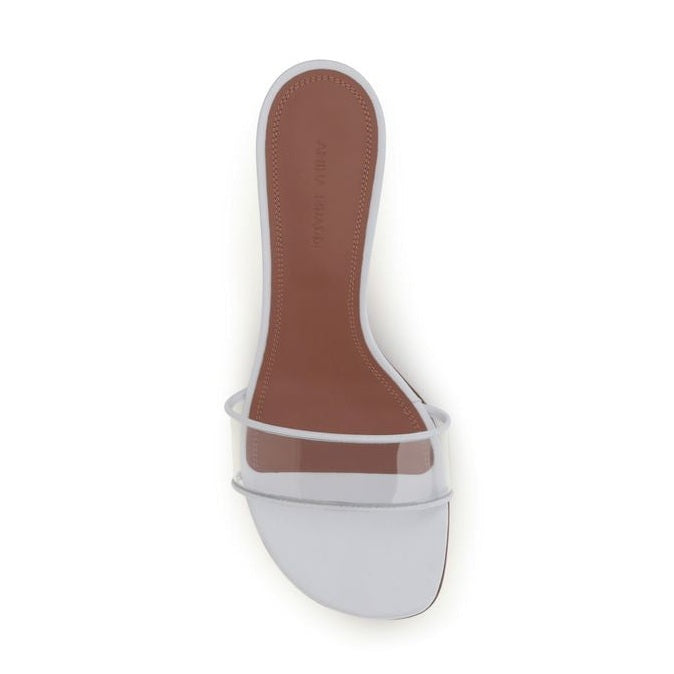 Amina Muaddi White Calf Leather Bos Taurus Sandals