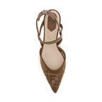 Fendi Brown Polyamide Mid Heel Pumps