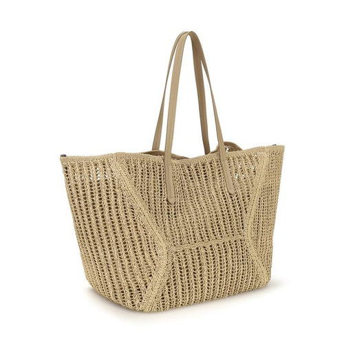 Brunello Cucinelli Beige Raffia Shoulder Bag