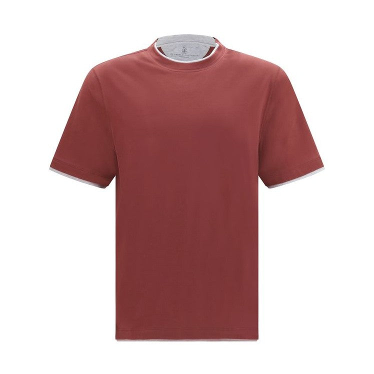 Brunello Cucinelli Bordeaux Cotton T-Shirt