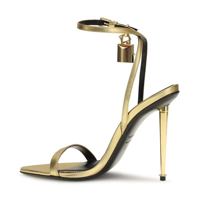 Tom Ford Gold Lamb Ovis Aries Aries Stiletto Heel Sandals
