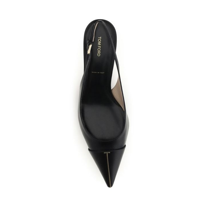 Tom Ford Black Calf Leather Bos Taurus Mid Heel Pumps