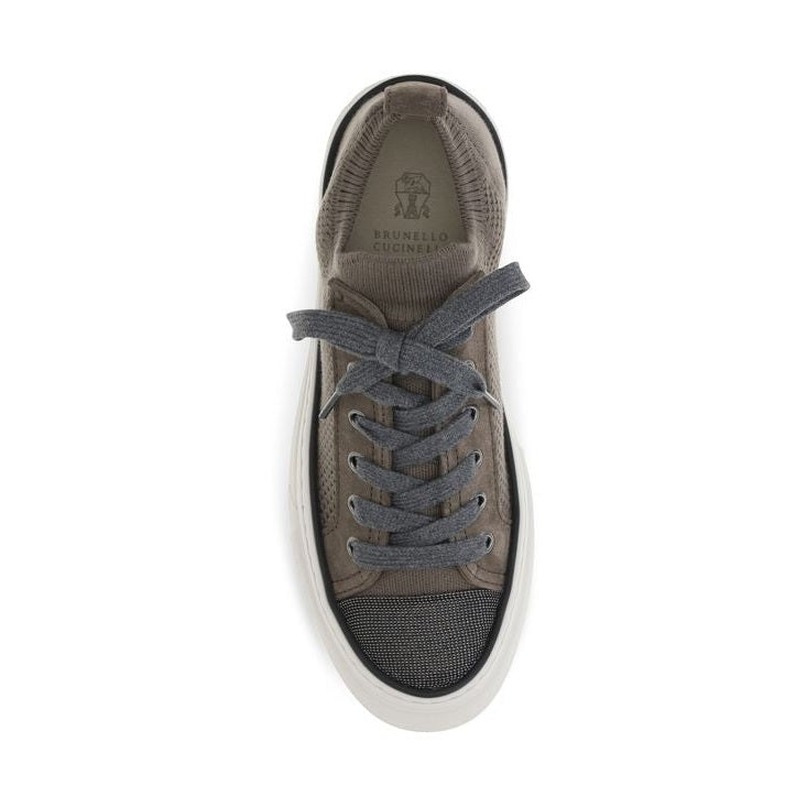 Brunello Cucinelli Brown Cotton Low Top Sneakers