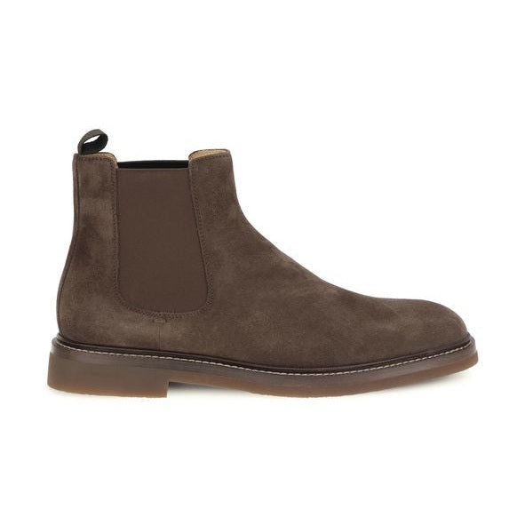 Brunello Cucinelli Brown Calf Leather Bos Taurus Chelsea Boots