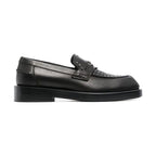 Versace Black Leather Slip-On Loafers