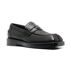 Versace Black Leather Slip-On Loafers