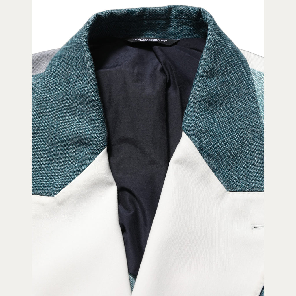 Dolce & Gabbana Multicolor Patchwork Linen Double Breasted Jacket