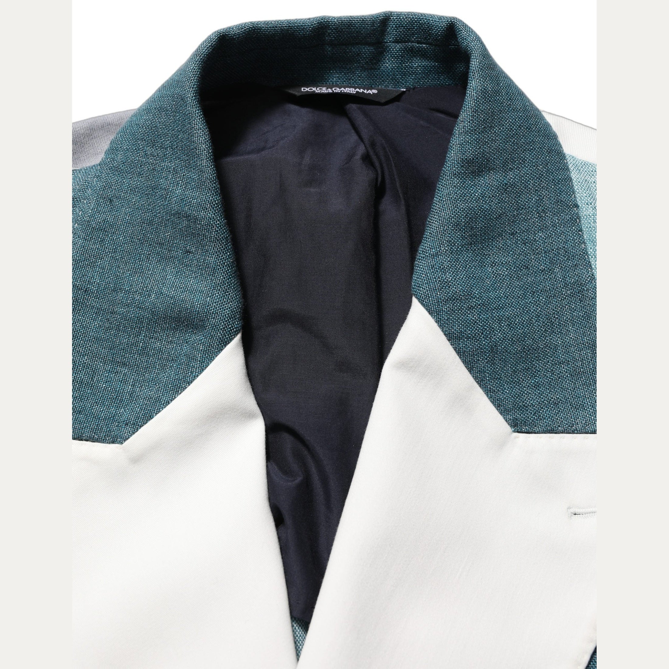 Dolce & Gabbana Multicolor Patchwork Linen Double Breasted Jacket