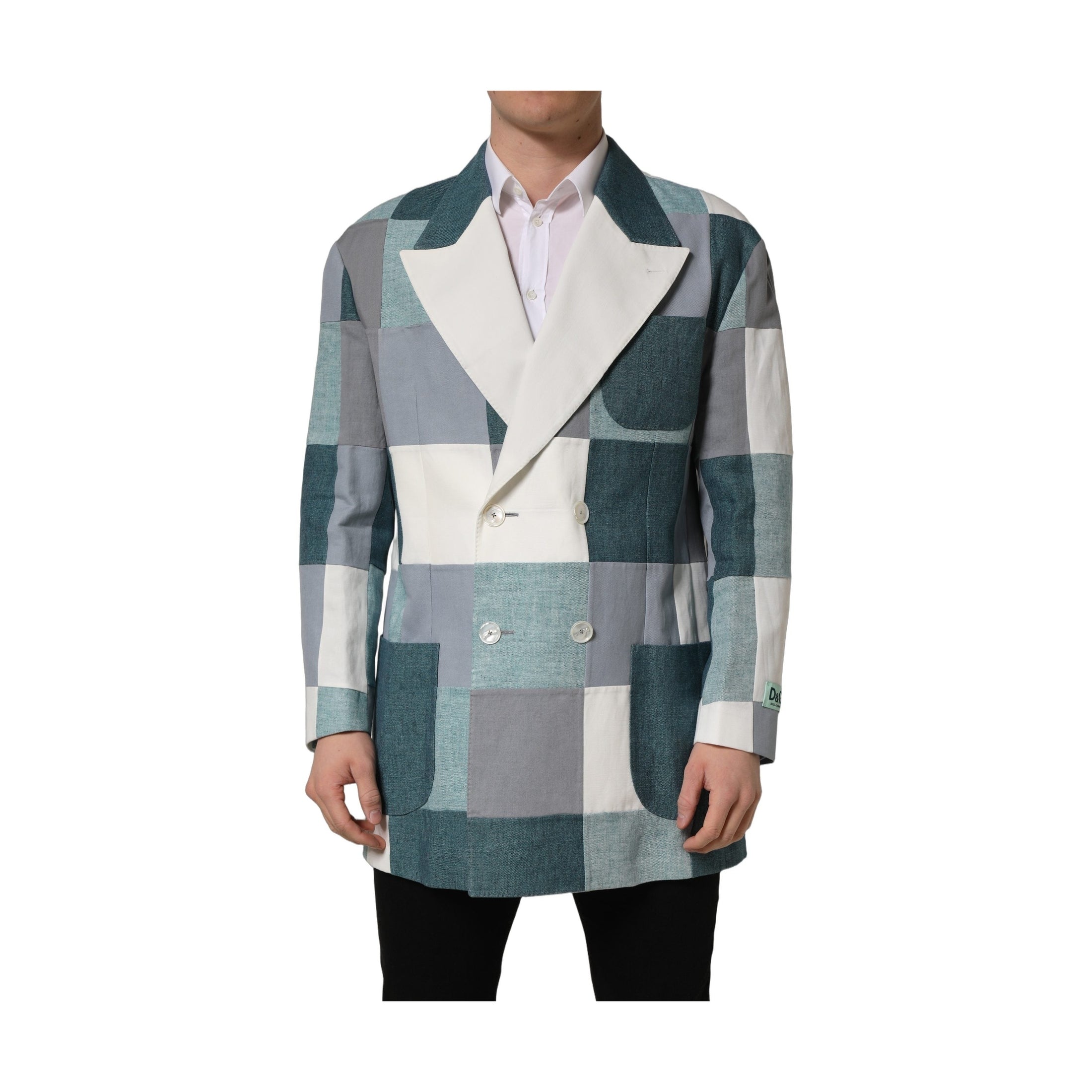 Dolce & Gabbana Multicolor Patchwork Linen Double Breasted Jacket