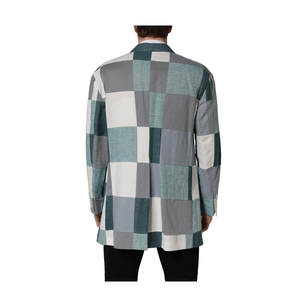 Dolce & Gabbana Multicolor Patchwork Linen Double Breasted Jacket