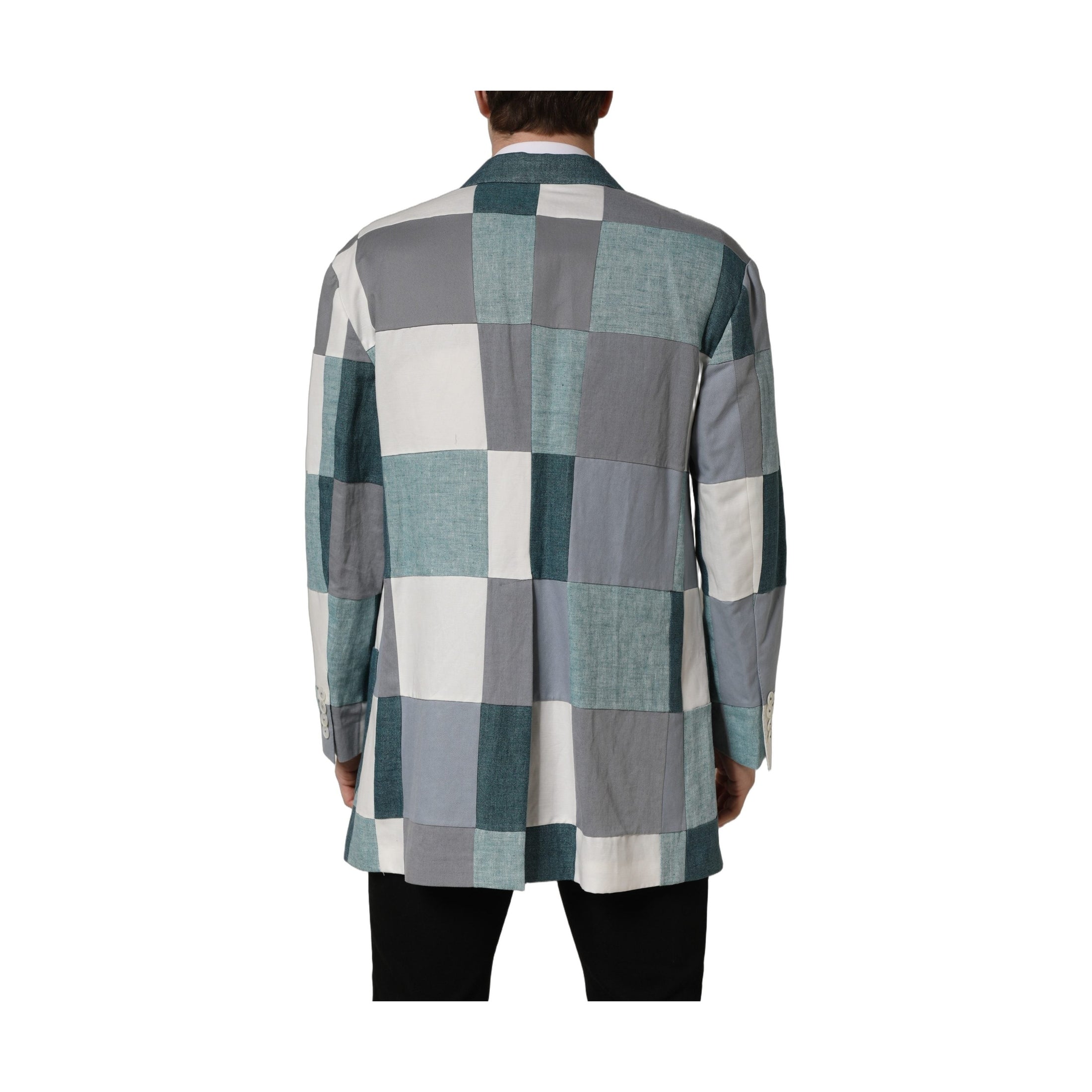 Dolce & Gabbana Multicolor Patchwork Linen Double Breasted Jacket