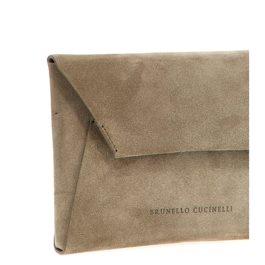 Brunello Cucinelli Gray Calfskin Clutch Bag