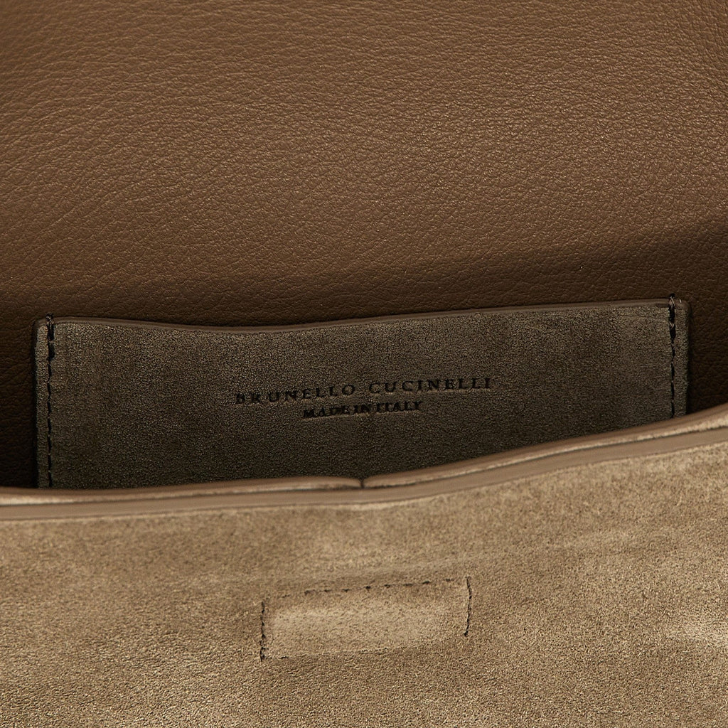 Brunello Cucinelli Gray Calfskin Clutch Bag