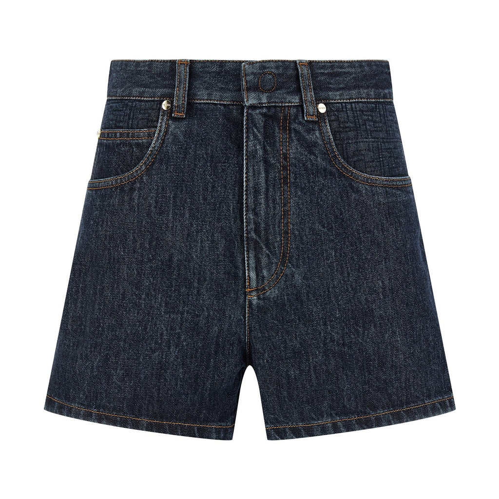 Fendi Blue Cotton Bermuda Shorts