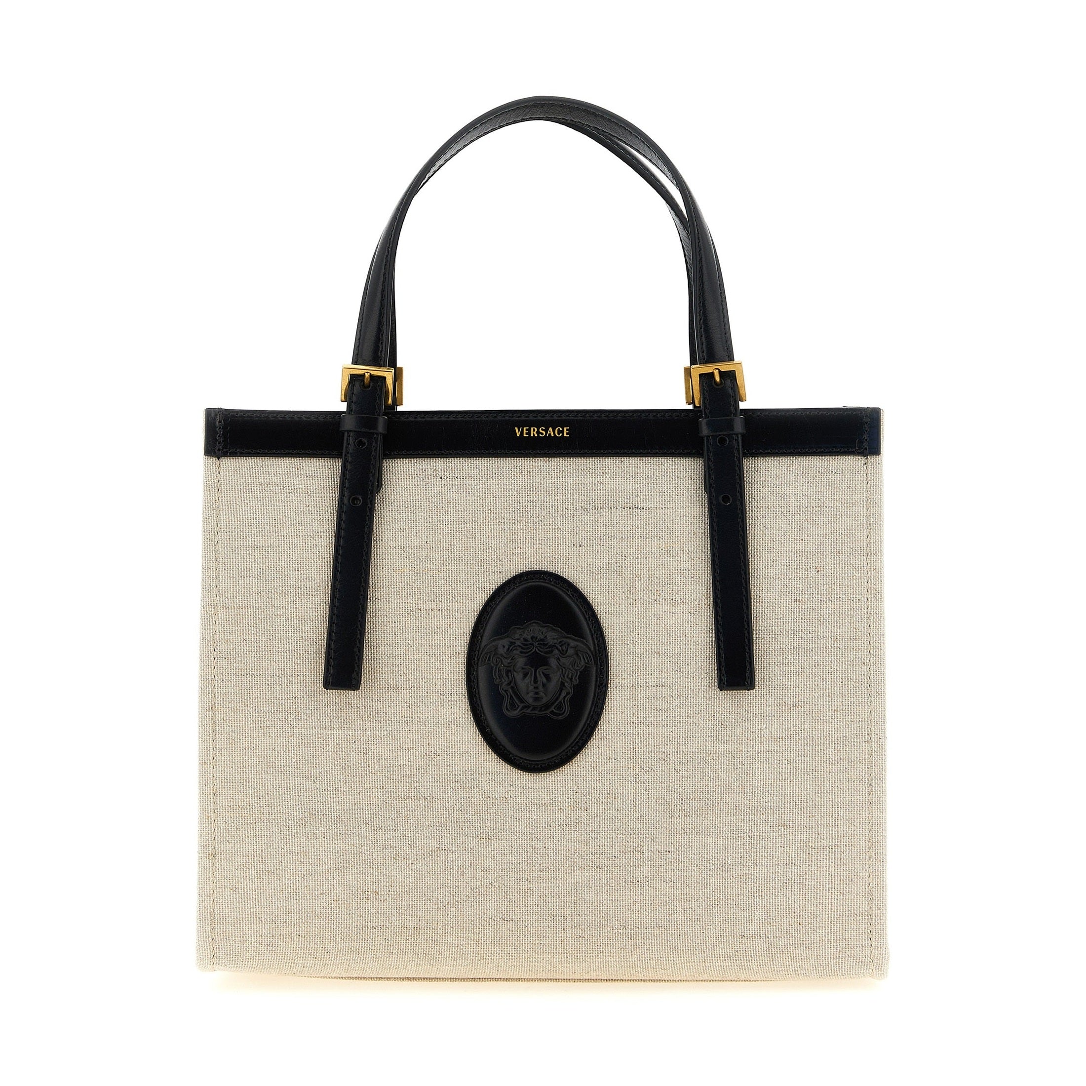 Versace Beige Leather Tote Bag