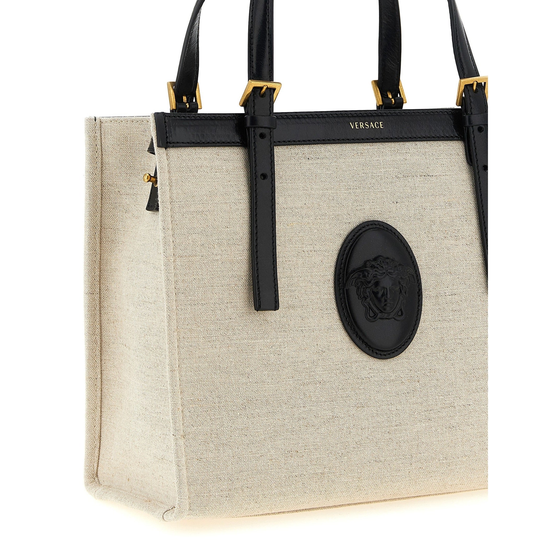 Versace Beige Leather Tote Bag