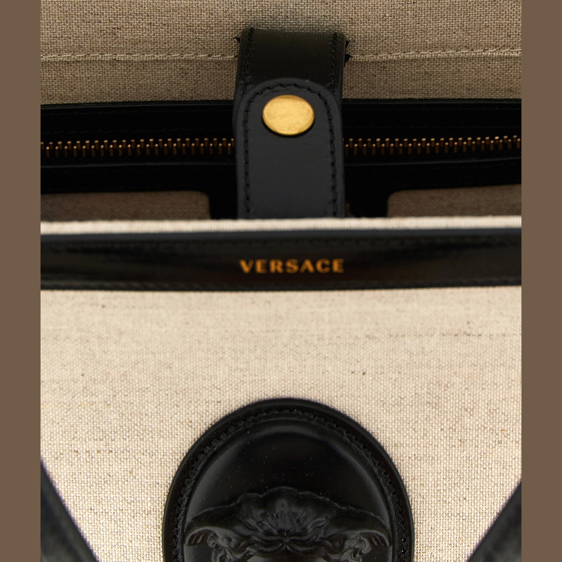 Versace Beige Leather Tote Bag