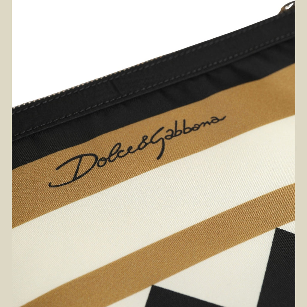 Dolce & Gabbana Multicolor Checkered Logo Print Nylon Clutch Borse Bag