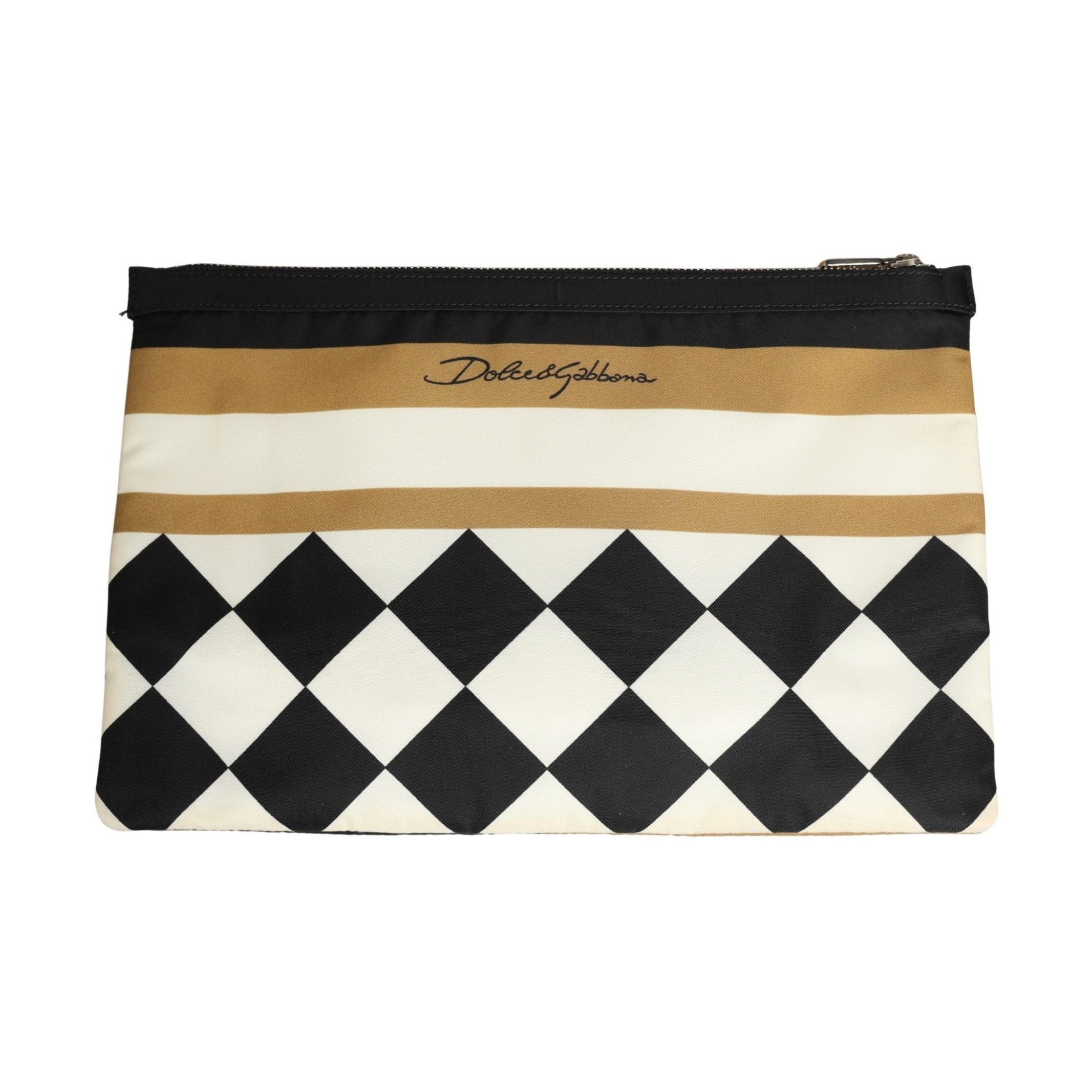 Dolce & Gabbana Multicolor Checkered Logo Print Nylon Clutch Borse Bag