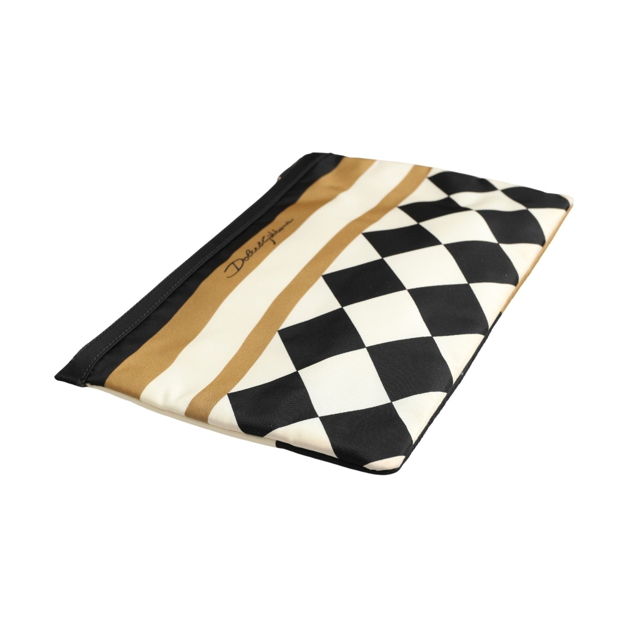 Dolce & Gabbana Multicolor Checkered Logo Print Nylon Clutch Borse Bag