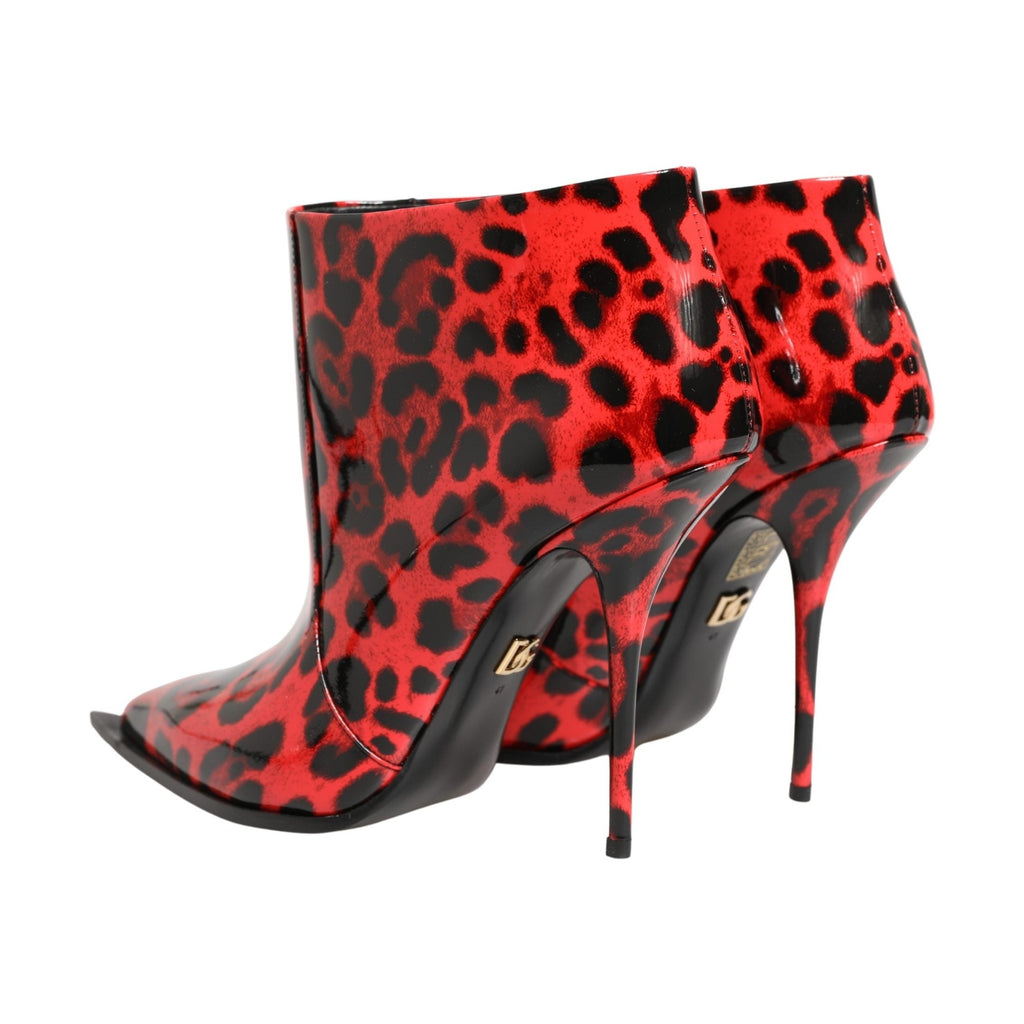 Dolce & Gabbana Red Leopard Cardinale Ankle Boots Shoes