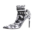 Dolce & Gabbana White Graffiti Stretch Ankle Boots Shoes