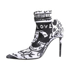 Dolce & Gabbana White Graffiti Stretch Ankle Boots Shoes