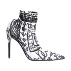 Dolce & Gabbana White Graffiti Stretch Ankle Boots Shoes