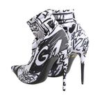 Dolce & Gabbana White Graffiti Stretch Ankle Boots Shoes