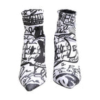 Dolce & Gabbana White Graffiti Stretch Ankle Boots Shoes