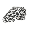 Dolce & Gabbana White Black Logo Monogram Wide Adjustable Men Necktie Tie