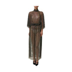 Dolce & Gabbana Black Rhinestone Mesh Turtleneck Maxi Dress