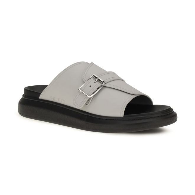 Alexander McQueen Gray Calf Leather Bos Taurus Platform Sandals