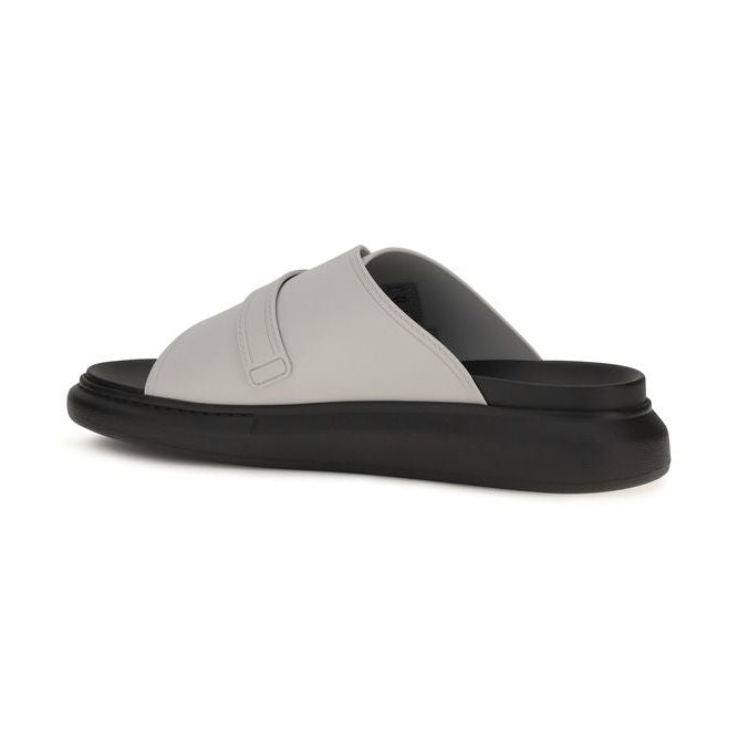 Alexander McQueen Gray Calf Leather Bos Taurus Platform Sandals